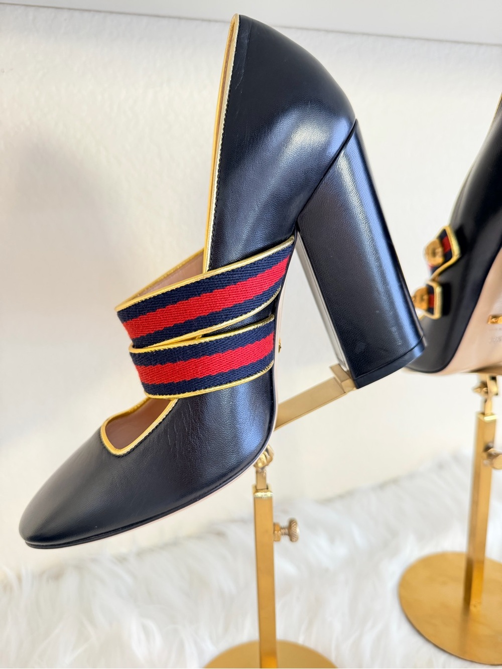 Gucci Mary Jane Pumps with Red-Blue Web Straps - Picture 6 of 8